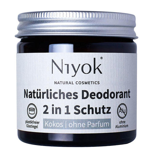 Niyok 2 in 1 anti-transpirant deodorant crème - kokosnoot | zonder parfum
