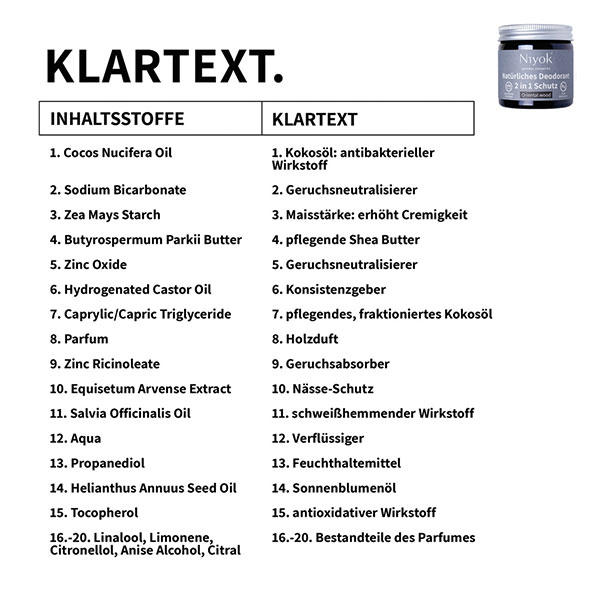 Niyok 2 in 1 anti-transpirant deodorant crème - Oriëntaals hout