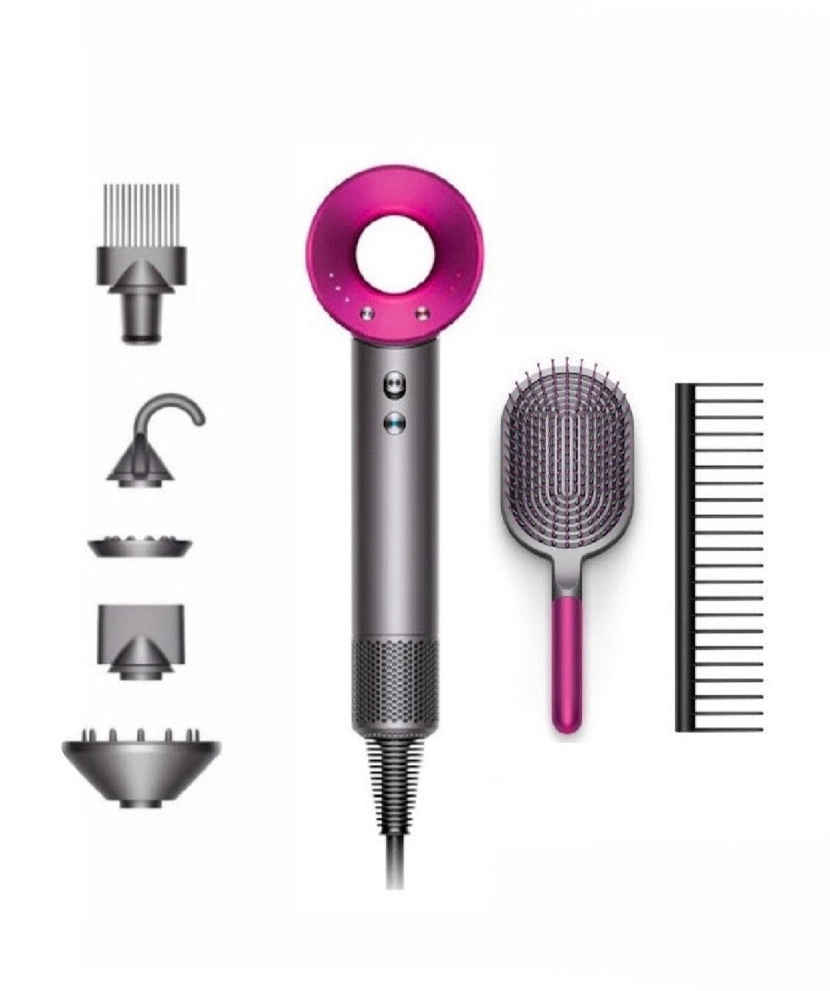 Dyson Supersonic™ Nikkel/Fuchsia Föhn + Platte borstel & Stylingskam Gift-editie (Refurbished)