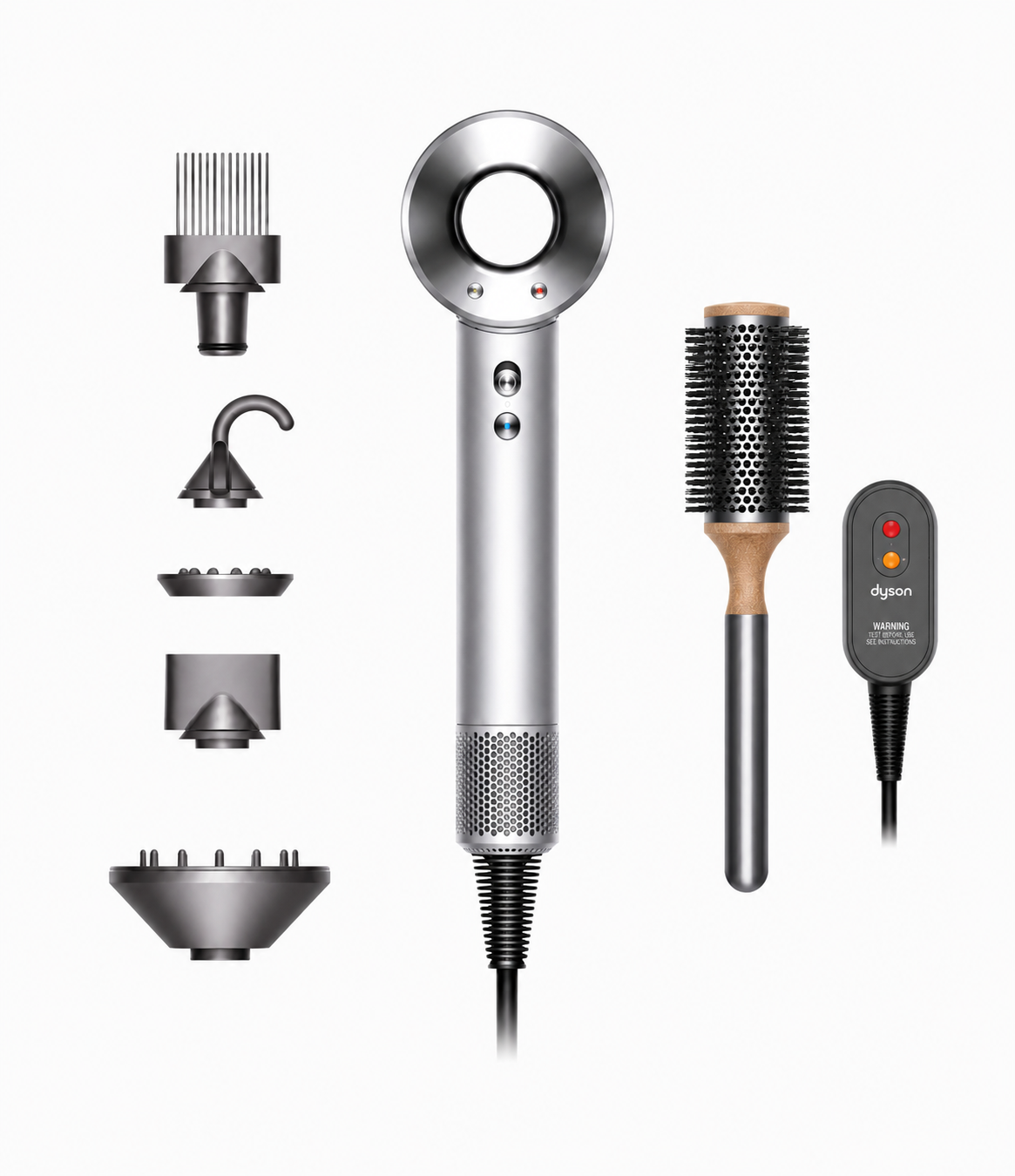 Dyson Supersonic™ Wit/Zilver Föhn & Ronde Borstel (Gifset)