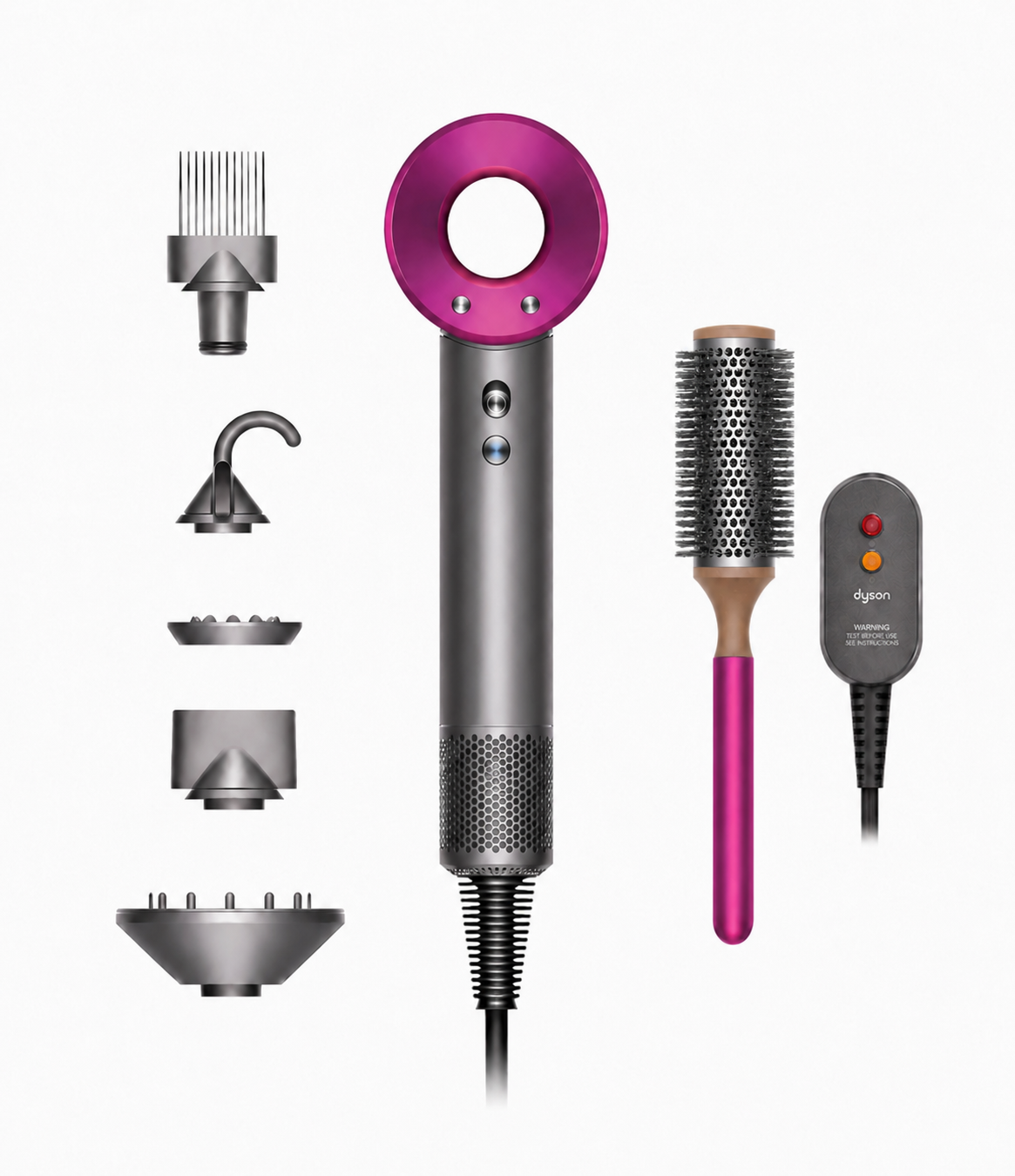 Dyson Supersonic™ Nikkel/ Fuchsia Föhn & Ronde Borstel (Gifset)