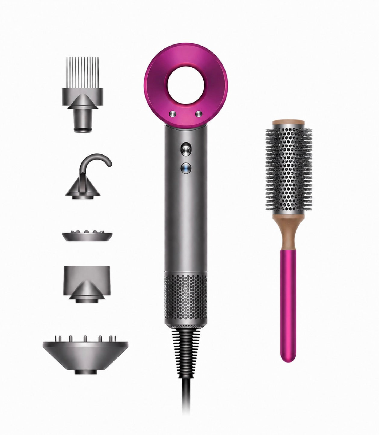 Dyson Supersonic™ Nikkel/Fuchsia Föhn & Ronde Borstel (Refurbished)