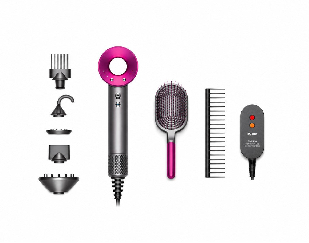 Dyson Supersonic™ Nikkel/Fuchsia Föhn + Styling Kam en Borstel (Gift-set)
