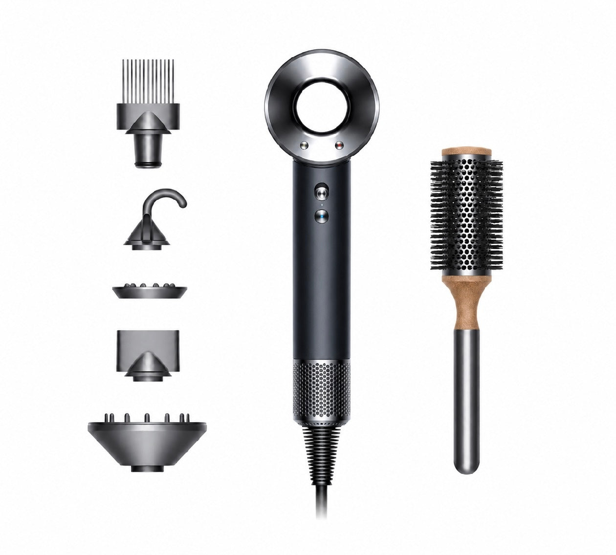 Dyson Supersonic™ Zwart/Nikkel Föhn & Ronde Borstel