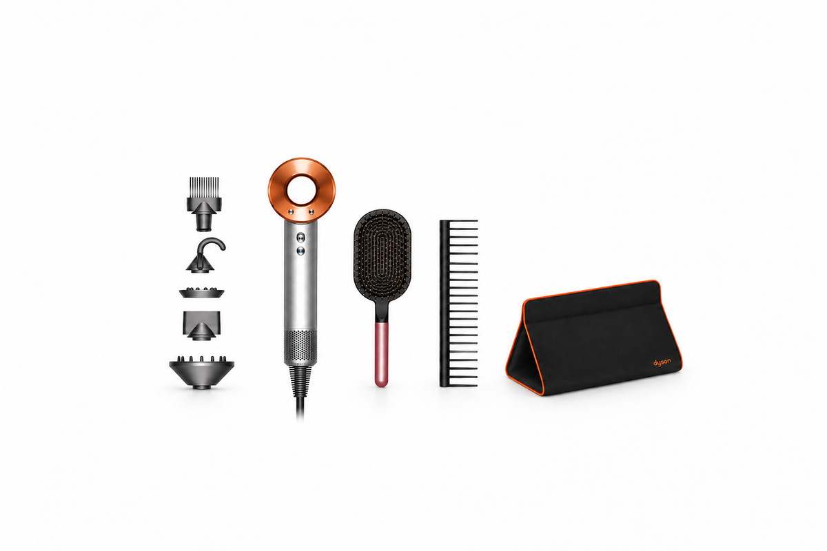 Dyson Supersonic™ Föhn + Kam & Borstel – Nikkel/Koper (Gift-Editie) (Inclusief Reisetui)