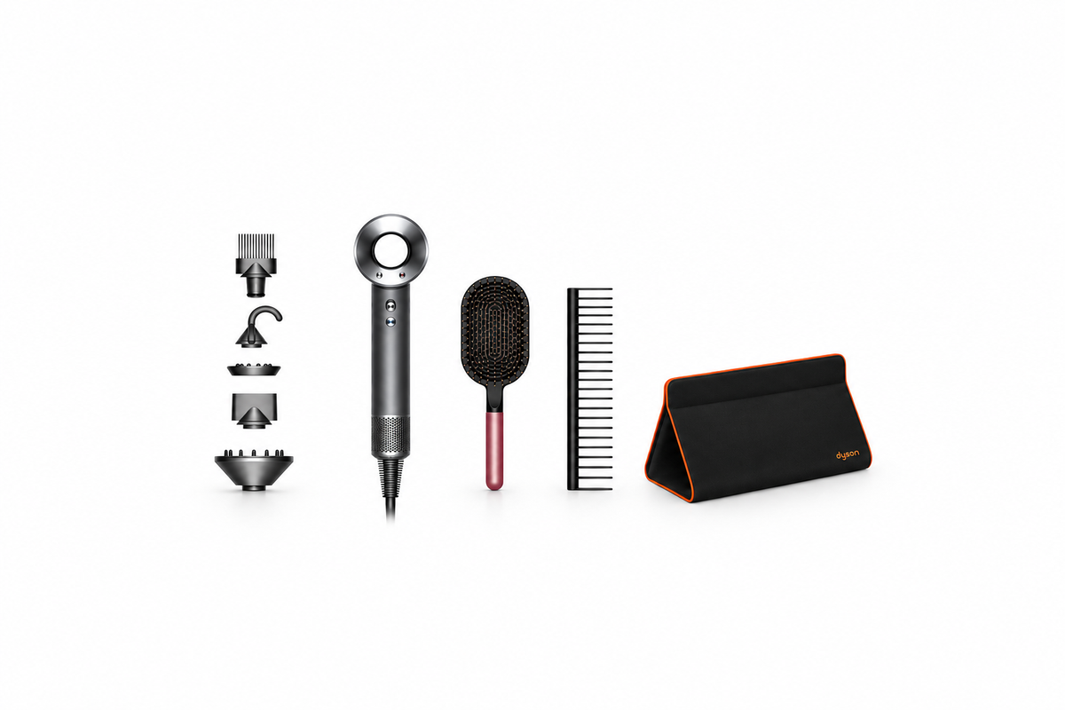 Dyson Supersonic™ Föhn + Kam & Borstel – Zwart/Nikkel (Gift-Editie) (Inclusief Reisetui)