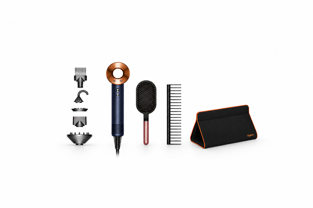 Dyson Supersonic™ Föhn + Kam & Borstel – Pruisisch Blauw/Koper (Gift-Editie) (Inclusief Reisetui)