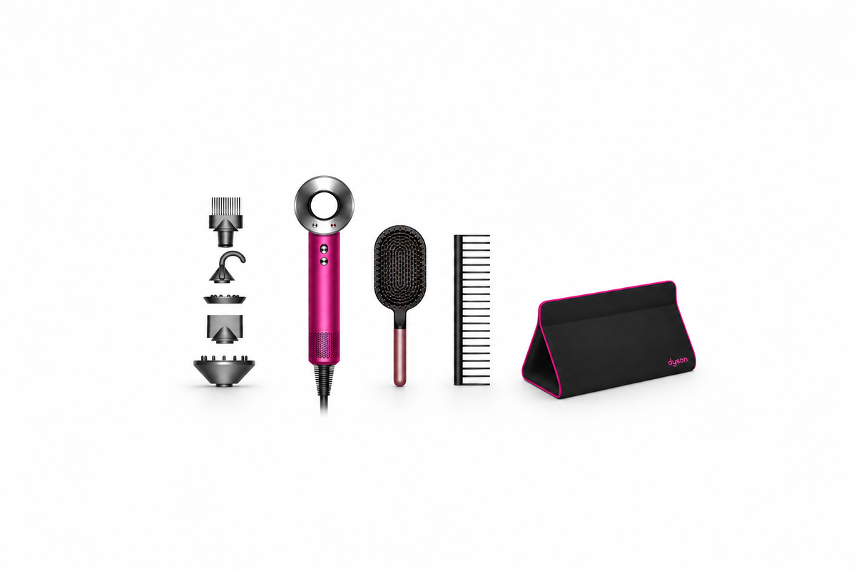Dyson Supersonic™ Föhn + Kam & Borstel – Fuchsia/Nikkel (Gift-Editie) (Inclusief Reisetui)