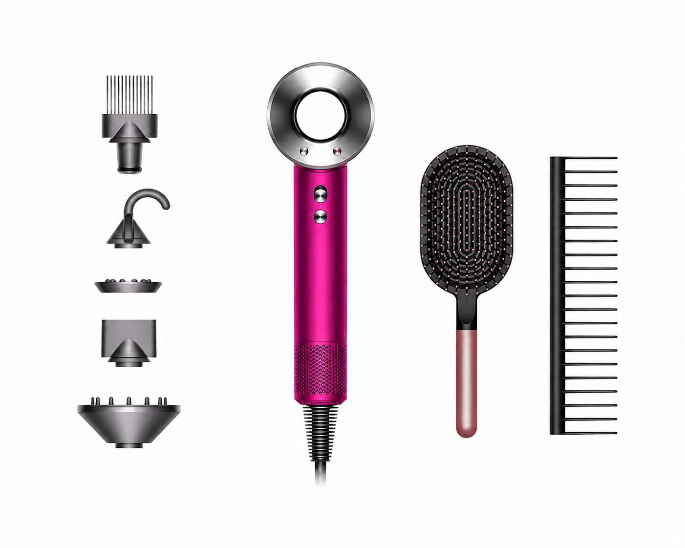 Dyson Supersonic Föhn + Kam & Borstel – Fuchsia/Nikkel (Gift-Editie)