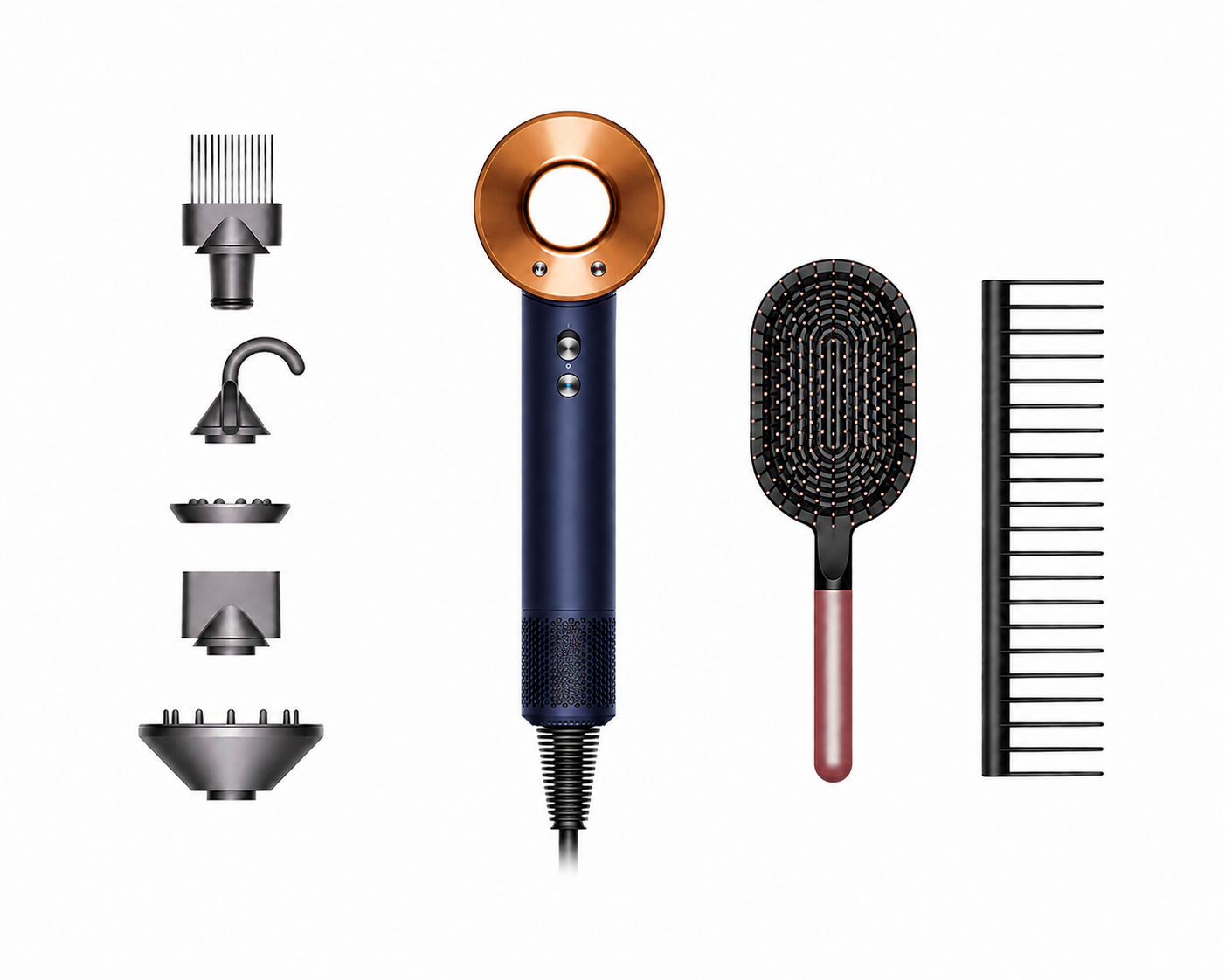 Dyson Supersonic Föhn + Kam & Borstel – Pruisisch Blauw/Koper (Gift-Editie)