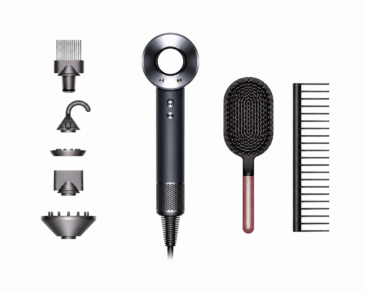 Dyson Supersonic Föhn + Kam & Borstel – Zwart/Nikkel (Gift-Editie)