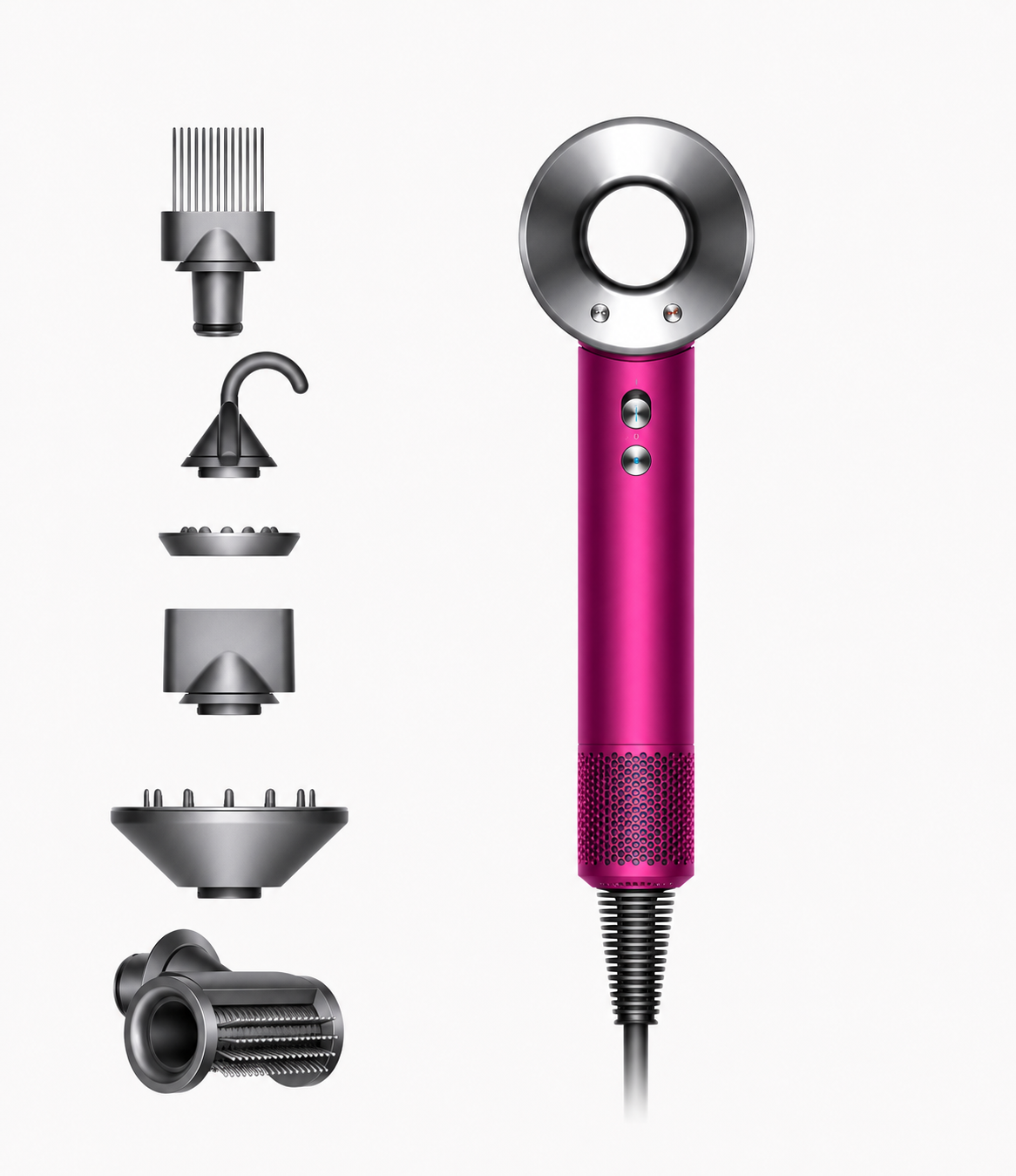 Dyson Supersonic™ Fuchsia/Nikkel Föhn + Extra Flyaway Smoother